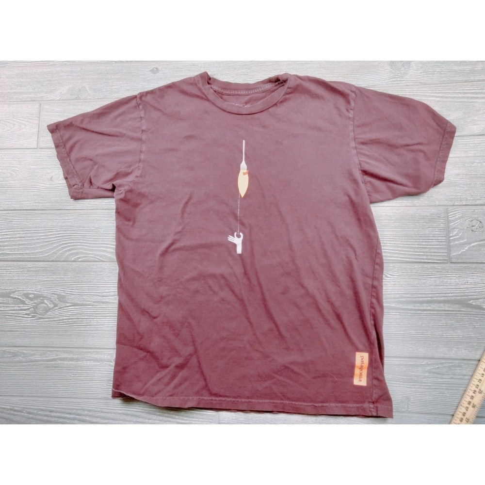 Patagonia Mens Small T-Shirt Burgundy Red Organic Cotton Surfboard Light Logo